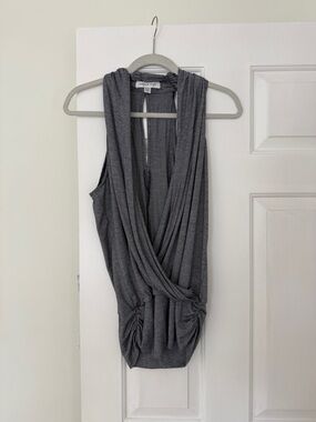 Amour Vert Charcoal Draped Sleeveless Blouse